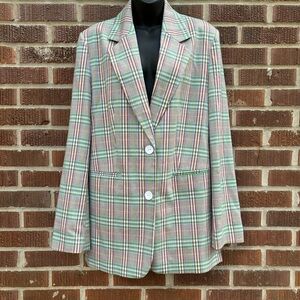 Collusion ASOS Multicolor Lined Two front button Plaid Blazer Sz 4 Tall